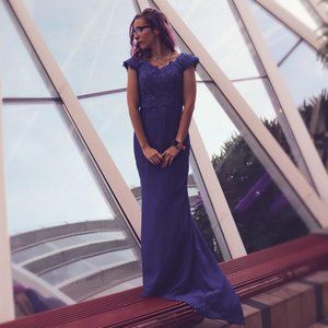 Blue evening gown